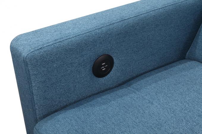 Comfortable blue color modern transformable fabric sofa bed folding futon with USB 4