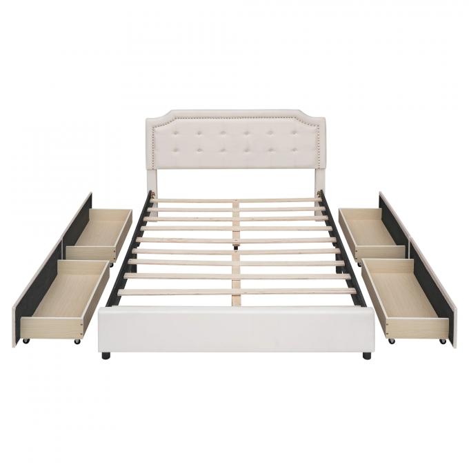 Queen Size Upholstered Platform Bed with Velvet Fabric Classic Headboard bed room set for Bedroom Apartment and Hotel 5