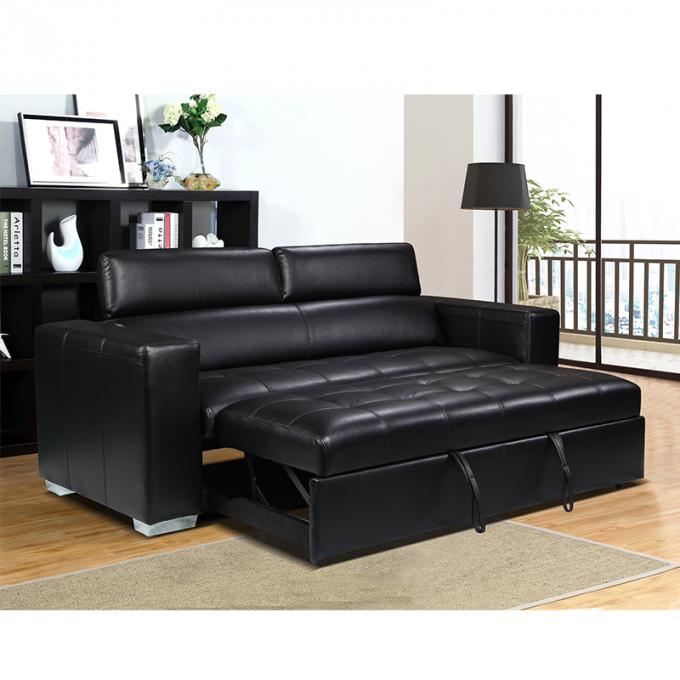 CARA 3+1 Sofa Bed Recliner Sofa Air Leather Luxury Black Convertible Folding Chair Sleeper Seat Sofa Bed 1