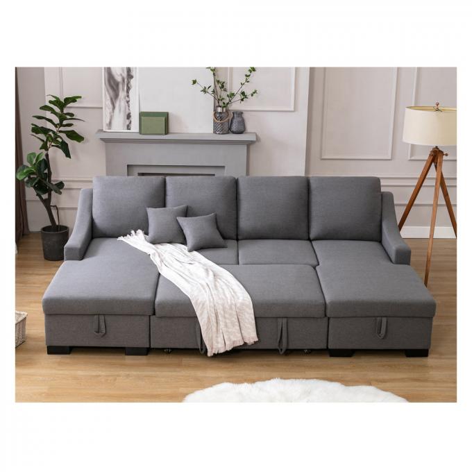 Cara Furniture Big U-shaped double chaise with Storage sofa beds Popular style sleeper sofas Living room sofa bed 0