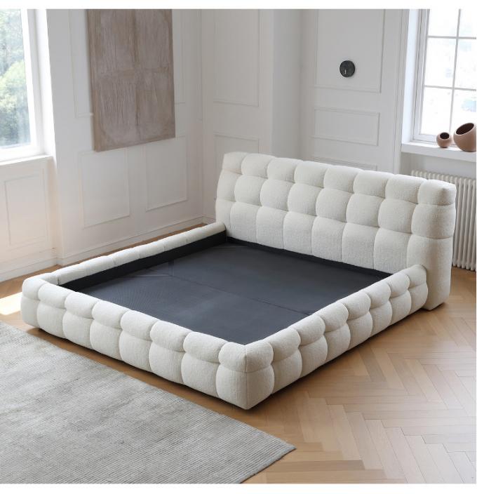 OEM/ODM Furniture Factory direct sales of the latest design of white lambwool cake velvet fabric cream bread hotel beds 8