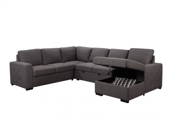 Modern u-shape 2pc seater corner and loveseat w/ pull-out bed drawing room sectional chaise linen fabric sofa set 6