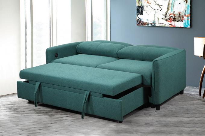 FSC-BSCI assembly functional Convertible linen fabric living room 3seater Upholstered Foldable Sleeper sofas bed with 5