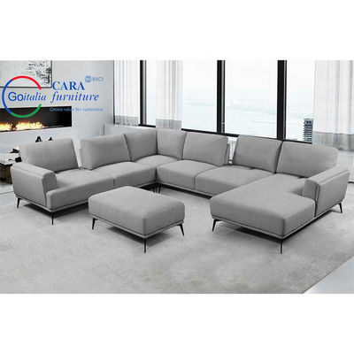 Wholesale Indoor Luxury U Shaped Wood Legs Living Room Furniture Sofa Set Fabric Material