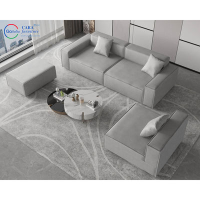 Modern Light Gray Villa Living Room Comfortable L Shaped Sofa Living Room Leather Modular Sofa