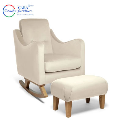 Solid Wood Leg Fabric White Footstool Modern Rocking Living Room Chairs For Adults