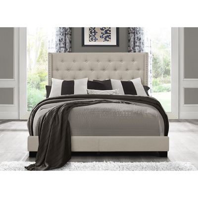 2024 New arrival tufted luxury velvet fabric Beige color soft beds for Bedroom Hotel and Apartments