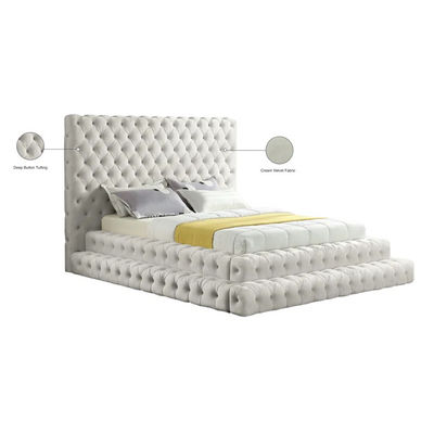 Customized Cream velvet tufted European Designs double king queen size modern furniture designer frame for hotel