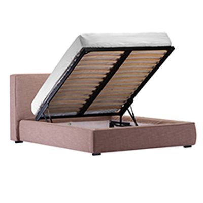 Breathable Linen Ottoman Bed , Antiwear Modern Queen Size Storage Bed