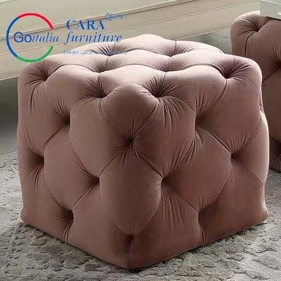 BB2011 Manufacturer Bedroom Furniture Bed Bench Pink Large Square Sofa Stool Ottoman